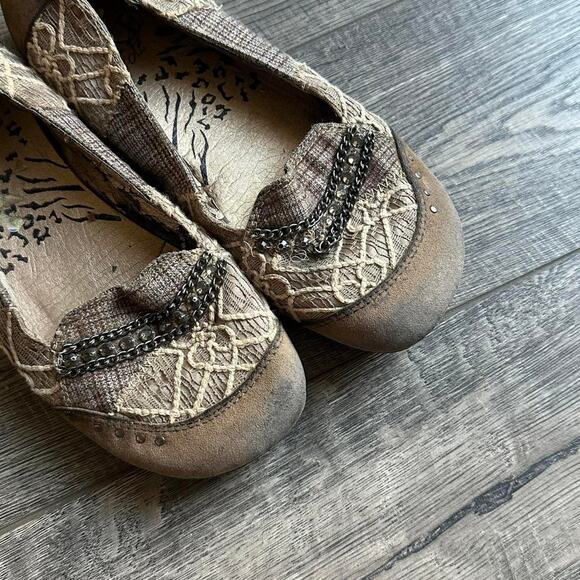 Crazy Vintage Y2K 00s BKE buckle Tweed Plaid Studded Chain Plaid Flats Slip Ons - Picture 8 of 8